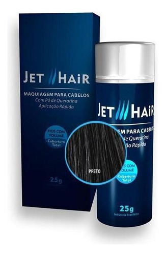 Jet Hair 25g Preto - Queratina Em Pó Maquiagem Calvície