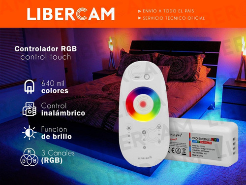 Imagen 3 de 10 de Controladora Led Para Tira Rgb Con Control Touch Tactil