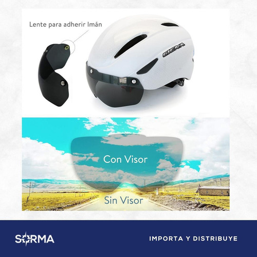 Imagen 4 de 10 de Casco Bicicleta Adulto Con Lente Desmontable