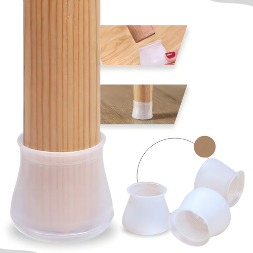 Kit 8 Peças Protetor Para O Pé Da Cadeira E Mesa De Silicone Cor Branco E Cinza