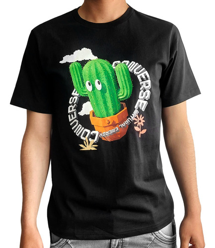 Camiseta Converse Animated Cactus Unisex-negro