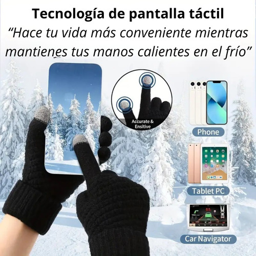 Guantes De Lana Térmicos Touch Invierno Frio Táctil Unisex Negro Lana