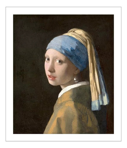 Cuadro  La Joven De La Perla Vermeer 23x28 Cm