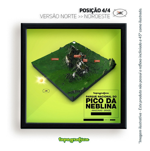 Pico Da Neblina (am) - Mapa 3d Infogr - 4 Quadros 20x20cm