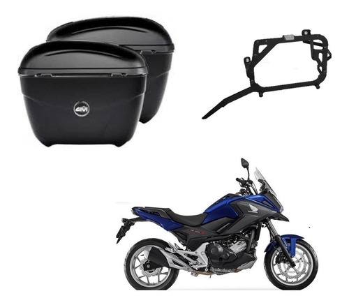 Kit Par Bau Givi E21n + Suporte Scam Spto201 P Honda Nc750