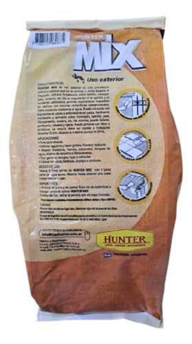 Set Para Pre Mezcla Adhesiva Exterior 5kg Hunter Mix Con Lijas Y Espátula Revocar Rellenar Reparar