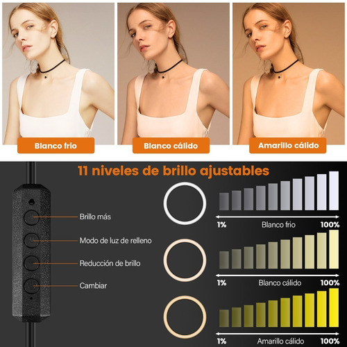 Imagen 3 de 7 de Aro De Luz Grande Con Trípodes Iluminacion Maquillaje Video