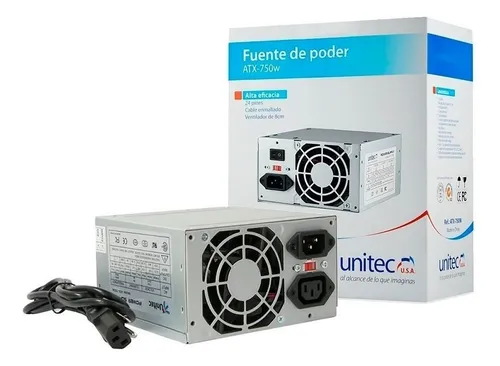 Fuente De Poder Unitec Para Pc 750w Cable 20-24 X2 Sata