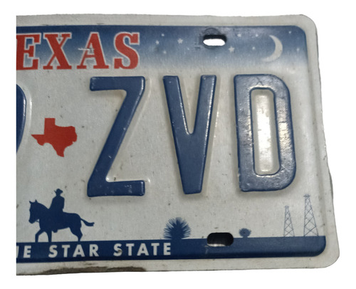 Placa De Auto, Matricula Texas V79zvd Blaca (Usado)