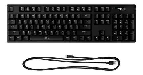 Teclado gamer HyperX Alloy Origins QWERTY Red inglés US color negro con luz RGB
