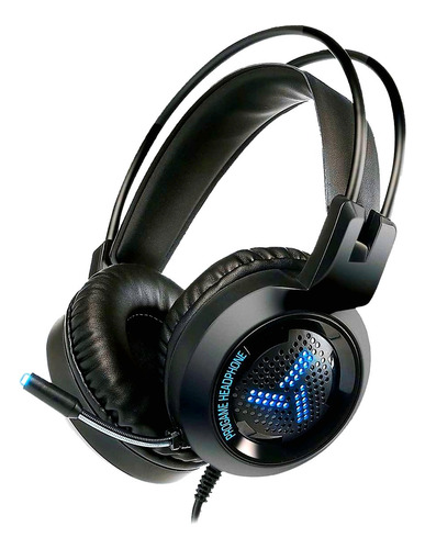 Auriculares Gamer Con Luz Led Micrófono Progame Negro Ps4 Pc Negro