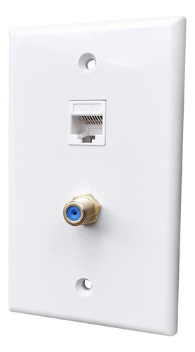 Placa De Pared Coaxial Ethernet Cat6 De 90 Grados Boplat Pun