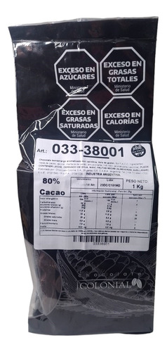 Chocolate Cobertura Semiamarga 80% 1 Kg Colonial X 2u.