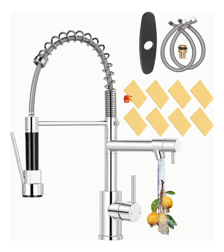 Eahsap 360°grifo Mezclador Flexible Para Fregadero De Cocina,mezcladora Para Fregadero Flexible Llave Cocina Puede Sacar, 3 Modos Salida De Agua Dispersa Caliente Y Frio Rotación Color Plateado