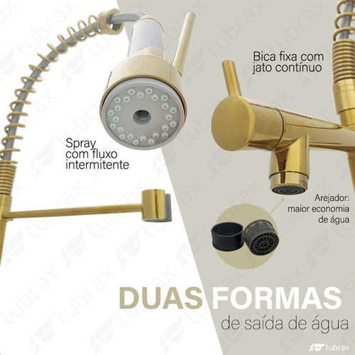 Torneira Cozinha Gourmet Monocomando Dourada Gold