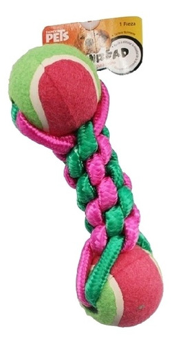 Juguete Pesa Hilo Trenzado 2 Pelotas 21 Cm Perro Fancy Pets