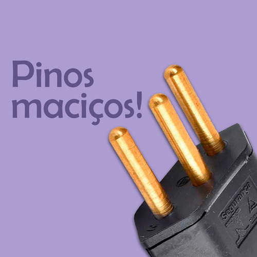 Plug Macho 10a 2 Pino + Terra Prensa Cabo Gigante Ilumi