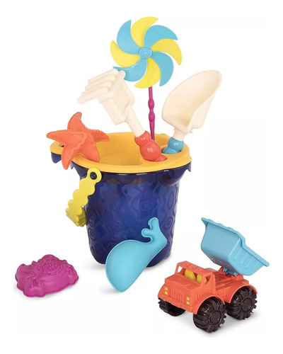 Balde De Playa Sands Ahoy Battat Azul Marino Bx1330z