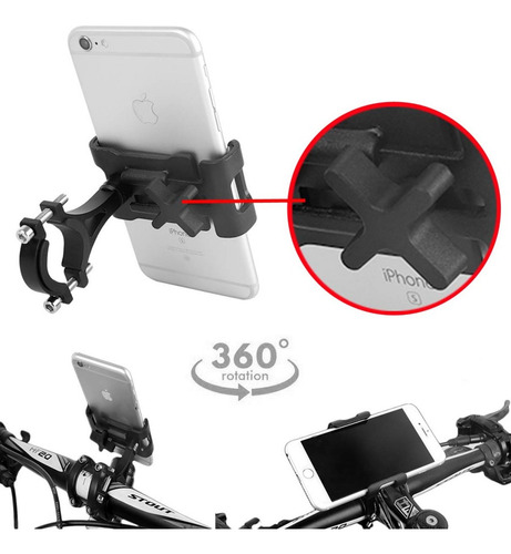 Imagen 2 de 7 de Soporte Celular Univeral Moto Bicicleta Monopatin Aluminio ®