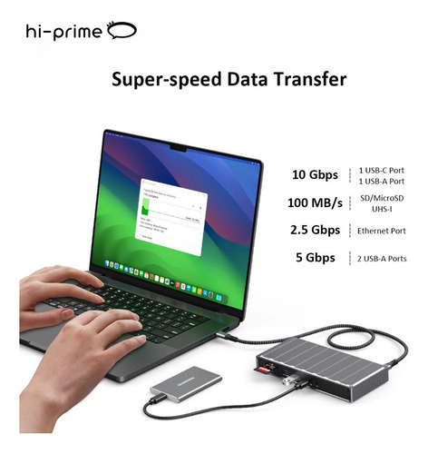 Hub Usb-c Displaylink 3x Monitores Hdmi/dp 4k 8k - Hi-prime