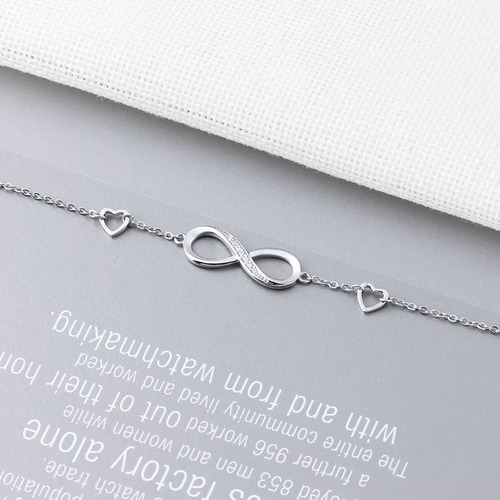 Imagen 6 de 7 de Pulsera Infinito Corazón Plata 925 Mujer Joyas Elegante