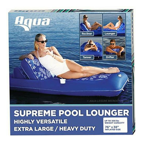 Aqua Luxury Reclinable Extragrande Flotador Inflable Color Ultimate Lounge, 74"-90" Piña Hibisco