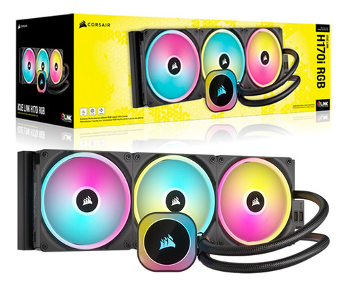 Water Cooler Corsair H170i Icue Link Preto Qx140 Pwm 420mm Led Argb