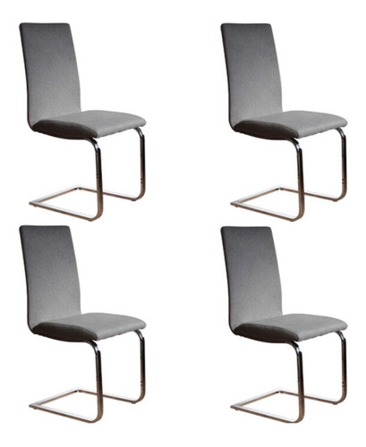 Silla Gala Chenille Base Cromada Pack 4 Unid
