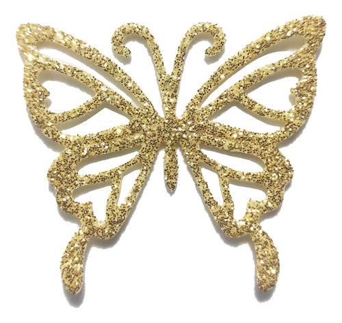 Mariposas Troqueladas De Goma Eva C/glitter 15un De 4,5x5 Cm Dorado Mariposa Calada Goma Eva Con Glitter