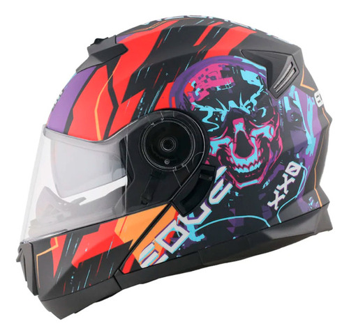 Casco Motocicleta Edge Abatible Jet 2 Euforia Negro/rojo