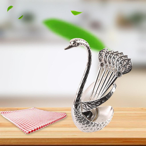 Para 6 Cucharas Café Con Soporte Cisne, Cucharaditas,