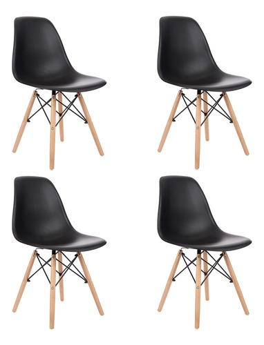 Cadeira de jantar Garden Life Eames, estrutura de cor  preto, 4 unidades