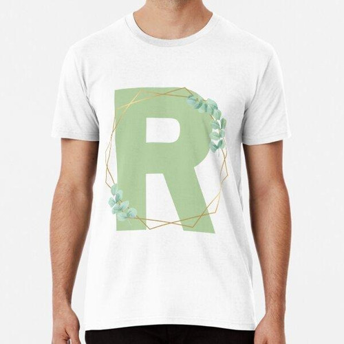 Remera The Letter R Sage Green Decorative Lettering With Gol