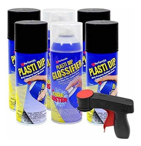 Plasti Dip Lamer Kit: 4 Latas De Aerosol Negro, 2 Latas De A