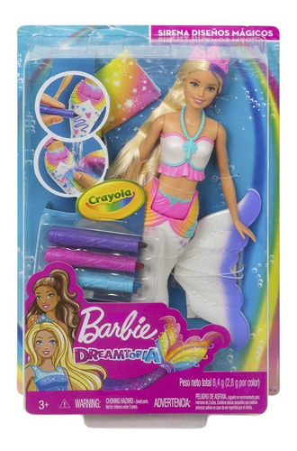 Barbie + Crayola Sirena Diseños Mágicos Mattel Original 100%