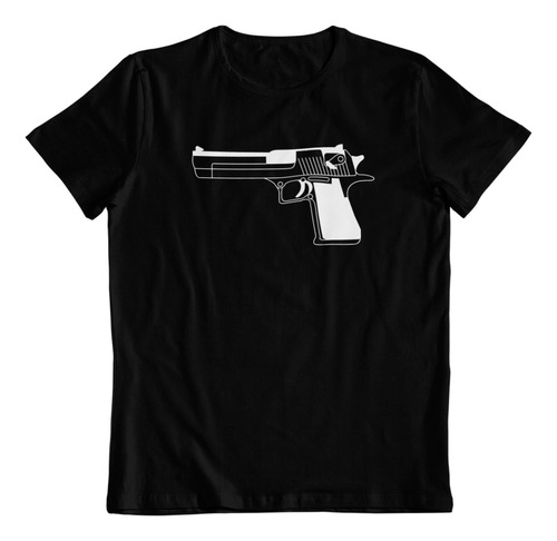 Polera Negra Dtf Algodon Pistola Desert Eagle Csgo Arma Game