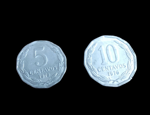 Monedas Chile 5 Y 10 Centavos 1976
