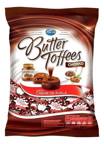 Bala Caramelo C/ Cacau Butter Toffees Recheio Creme De Avelã