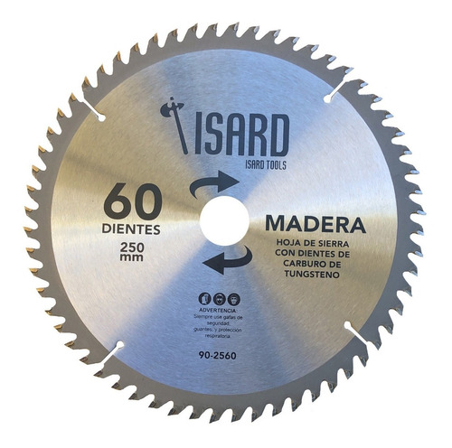 Hoja De Sierra Circular Para Madera 250 Mm 60 Dientes Isard