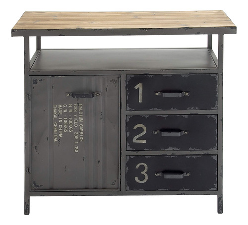 Deco 79 Armario Rectangular De Metal Con Números Y