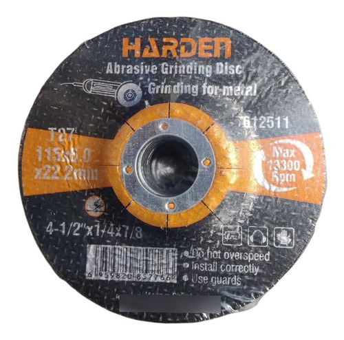 Disco Corte Abrasivo 115x6,0x22,2mm Harden 612511 - Ferremax