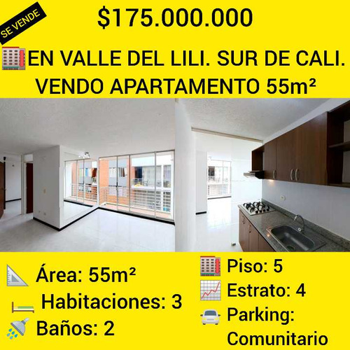 En Valle Del Lili. Sur De Cali. Vendo Apartamento 55m²