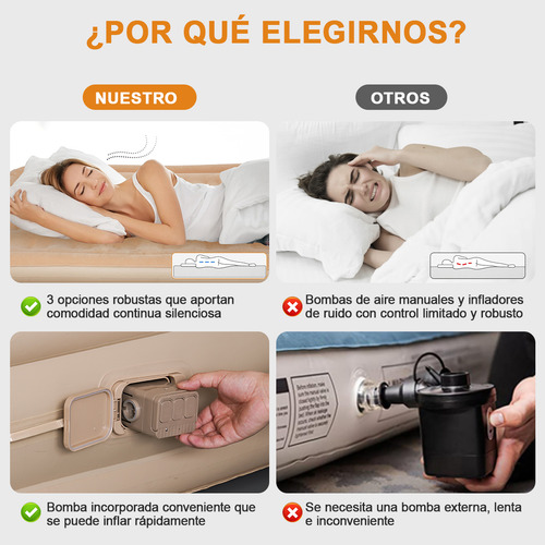 Colchón inflable Queen bomba de aire recargable almohadas 2 4000mAh battery recargable aire bomba 203 152 40 cm
