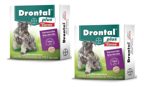Vermífugo Drontal Plus Carne Cães 10kg Kit Com 2 - 4 Comp.