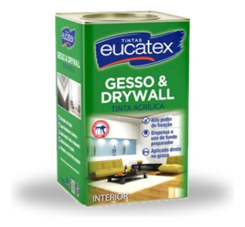 Tinta Direto No Gesso E Drywall Eucatex 18l Branco