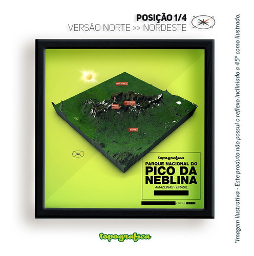 Pico Da Neblina (am) - Mapa 3d Infogr - 4 Quadros 20x20cm
