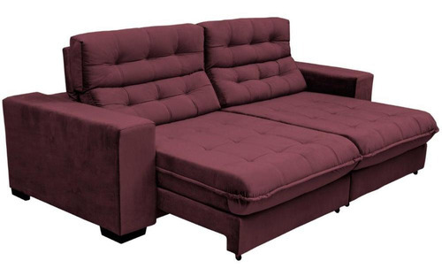 Sofá Retrátil e Reclinável 3,10m Molas Ensacadas Pillow Top Suede New Califórnia Vinho