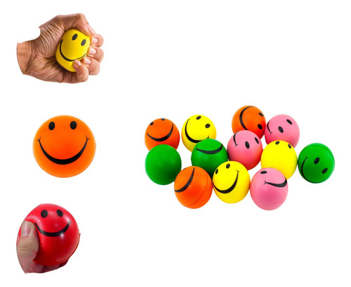 Pelota Antiestrés Pack X3 Smile Juguete Soft Color Surtido
