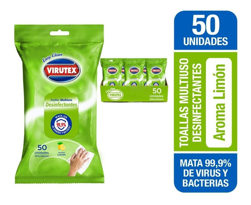 Pack 4 Toallitas Desinfectantes Virutex 50 Unid. C/u -s9323