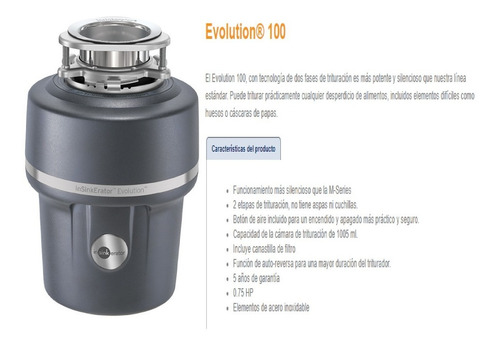 Triturador De Alimentos In Sink Erator .75 Hp Evolution 100